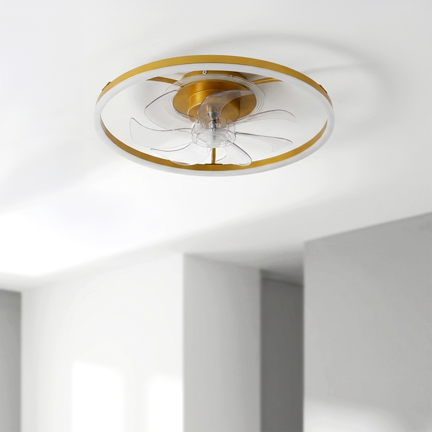 Brilagi - hämardatav LED laeventilaator LED/66W/230V 55 cm valge/kuldne + kaugjuhtimispult