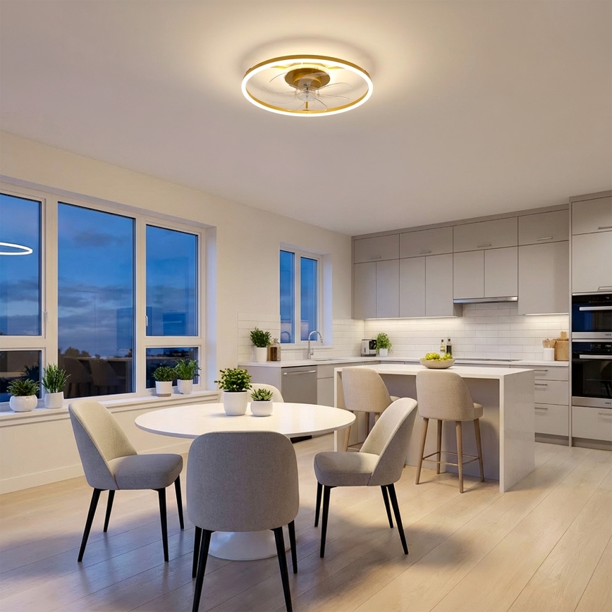 Brilagi - hämardatav LED laeventilaator LED/66W/230V 55 cm valge/kuldne + kaugjuhtimispult