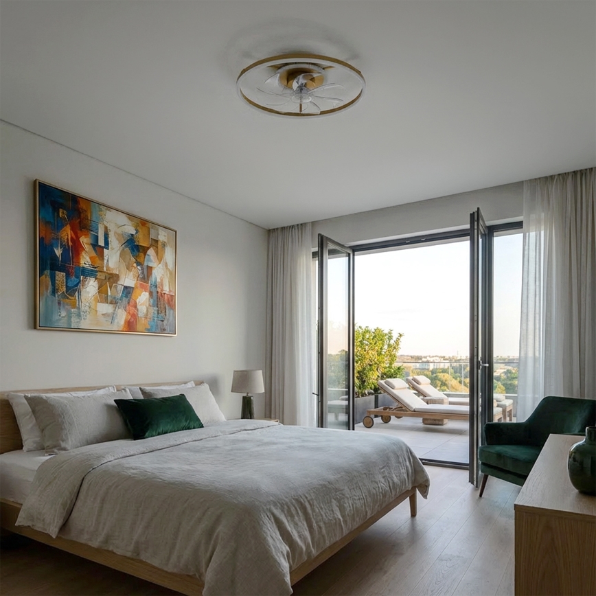 Brilagi - hämardatav LED laeventilaator LED/66W/230V 55 cm valge/kuldne + kaugjuhtimispult