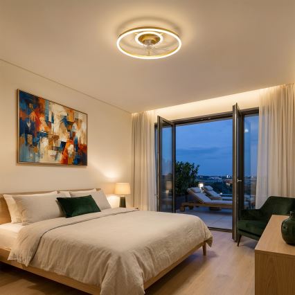 Brilagi - hämardatav LED laeventilaator LED/66W/230V 55 cm valge/kuldne + kaugjuhtimispult