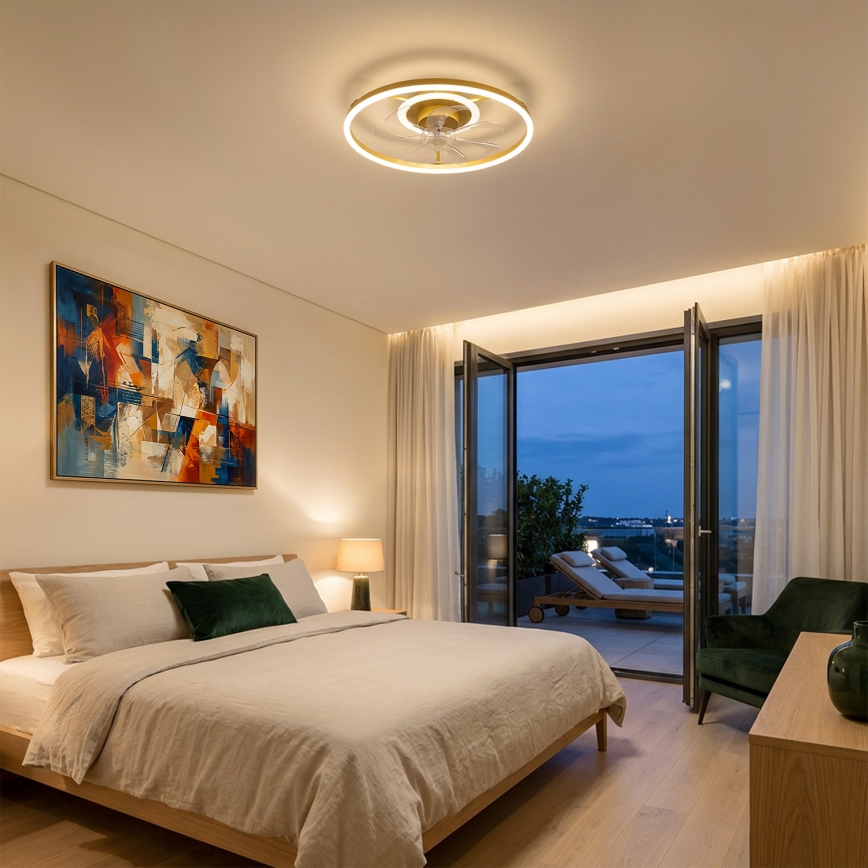 Brilagi - hämardatav LED laeventilaator LED/66W/230V 55 cm valge/kuldne + kaugjuhtimispult
