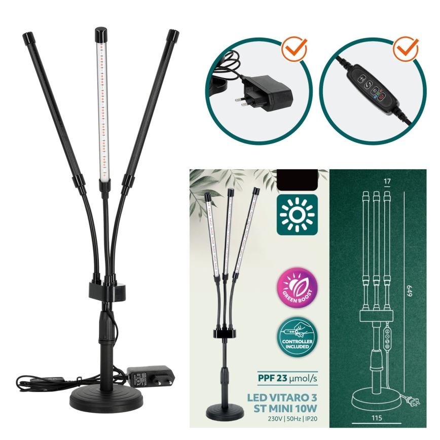 Brilagi - LED Hämardatav paindlik laualamp taimede kasvatamiseks VITABLOOM 3xLED/10W/230V must