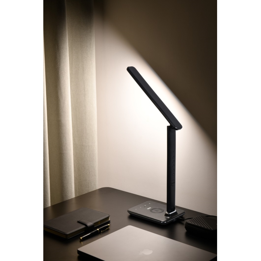 Brilagi - LED-hämardatav lauavalgusti Qi-juhtmevaba laadimise ja USB-pordiga REGINA LED/8,5W/230V must