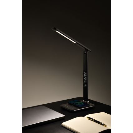 Brilagi - LED-hämardatav lauavalgusti Qi-juhtmevaba laadimise ja USB-pordiga REGINA LED/8,5W/230V must