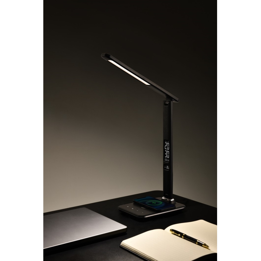 Brilagi - LED-hämardatav lauavalgusti Qi-juhtmevaba laadimise ja USB-pordiga REGINA LED/8,5W/230V must