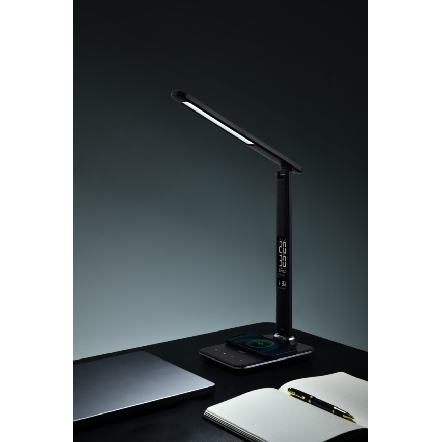 Brilagi - LED-hämardatav lauavalgusti Qi-juhtmevaba laadimise ja USB-pordiga REGINA LED/8,5W/230V must