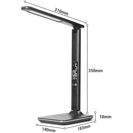 Brilagi - LED-hämardatav lauavalgusti Qi-juhtmevaba laadimise ja USB-pordiga REGINA LED/8,5W/230V must
