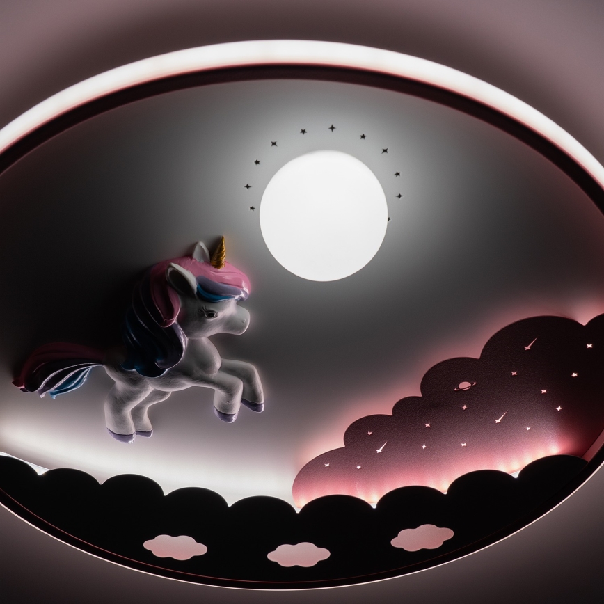 Brilagi - hämardatav LED-lastetoa laelamp UNICORN, 68 W, 230 V, 3000–6000 K, läbimõõt 49 cm + kaugjuhtimispult