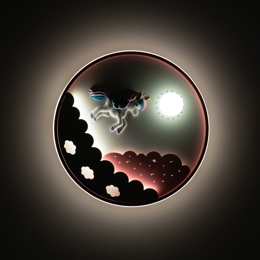 Brilagi - hämardatav LED-lastetoa laelamp UNICORN, 68 W, 230 V, 3000–6000 K, läbimõõt 49 cm + kaugjuhtimispult