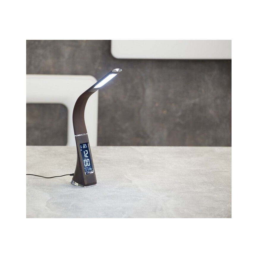 Brilagi - LED Hämardatav laualamp ekraaniga PELLE LED/7W/230V pruun