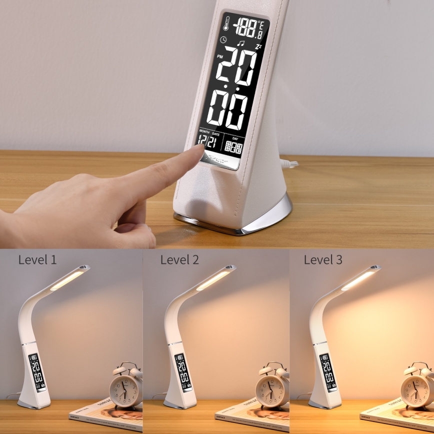 Brilagi - LED Hämardatav laualamp ekraaniga PELLE LED/7W/230V valge