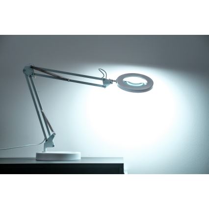 Brilagi - LED Hämardatav laualamp koos luubiga LENS LED/12W/5V 3000/4200/6000K valge