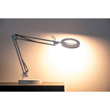 Brilagi - LED Hämardatav laualamp koos luubiga LENS LED/12W/5V 3000/4200/6000K valge