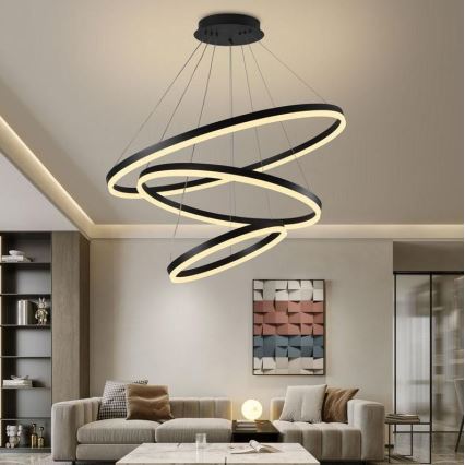 Brilagi - LED Hämardatav lühter CIRCLE LED/125W/230V 3000-6500K must + kaugjuhtimispult