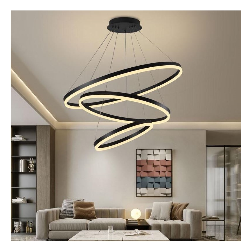 Brilagi - LED Hämardatav lühter CIRCLE LED/125W/230V 3000-6500K must + kaugjuhtimispult