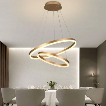 Brilagi - LED Hämardatav lühter CIRCLE LED/70W/230V 3000-6500K kuldne + kaugjuhtimispult