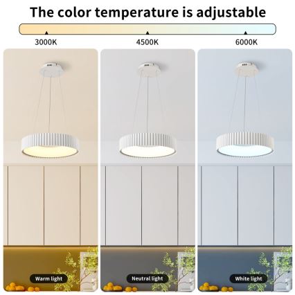 BRILAGI - LED-hämardatav riputuskaabliga rippvalgusti FALCON MODERN LED/30W/230V 3000-6000K, läbimõõt 40 cm, valge + kaugjuhtimispult