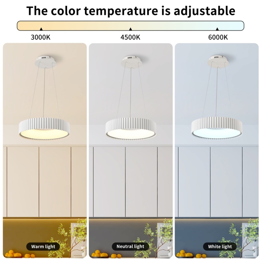 BRILAGI - LED-hämardatav riputuskaabliga rippvalgusti FALCON MODERN LED/30W/230V 3000-6000K, läbimõõt 40 cm, valge + kaugjuhtimispult