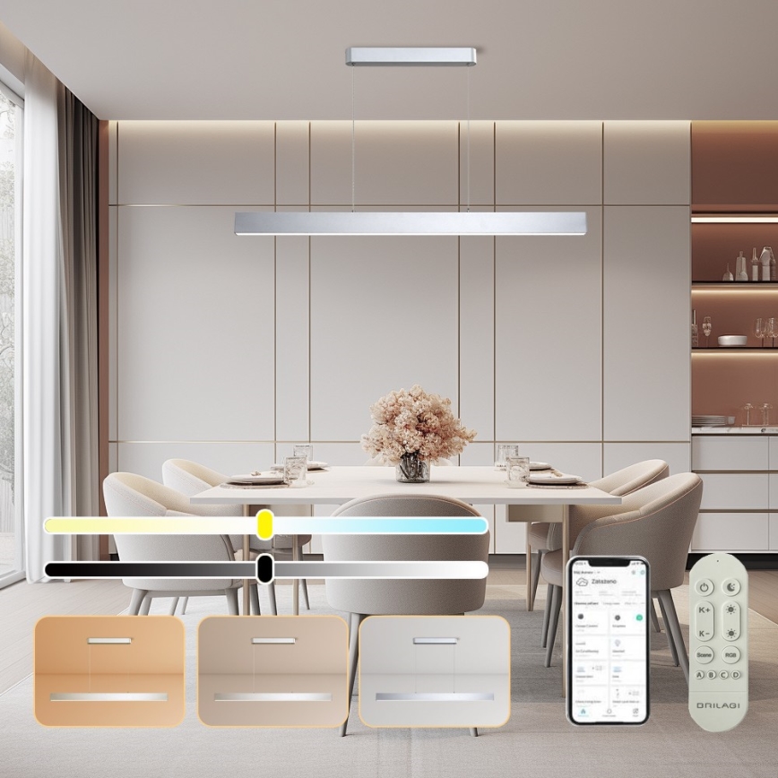 Brilagi - LED Hämardatav lühter SLEEKLINE SMART LED/40W/230V 3000-6000K Wi-Fi Tuya hõbedane + kaugjuhtimispult