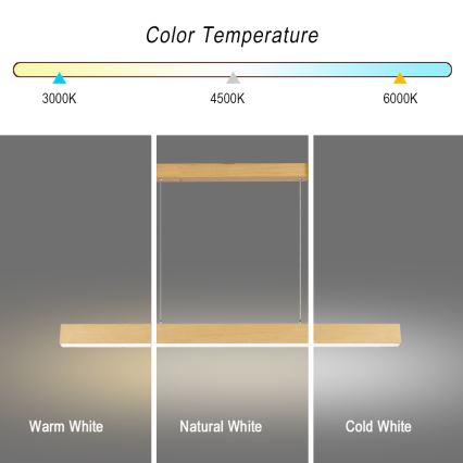 Brilagi - LED hämardatav lühter SLEEKLINE SMART LED/40W/230V Wi-Fi Tuya tammepuidust viimistlus + kaugjuhtimispult