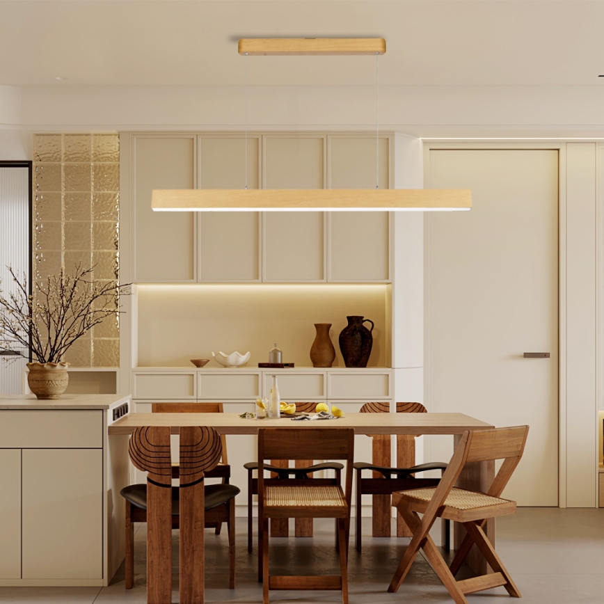 Brilagi - LED hämardatav lühter SLEEKLINE SMART LED/40W/230V Wi-Fi Tuya tammepuidust viimistlus + kaugjuhtimispult