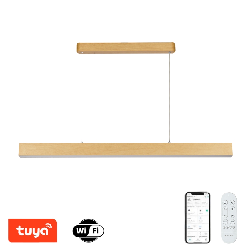 Brilagi - LED hämardatav lühter SLEEKLINE SMART LED/40W/230V Wi-Fi Tuya tammepuidust viimistlus + kaugjuhtimispult