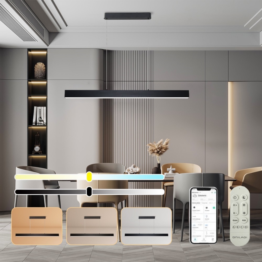 Brilagi - LED Hämardatav lühter SLEEKLINE SMART LED/40W/230V 3000-6000K Wi-Fi Tuya must + kaugjuhtimispult