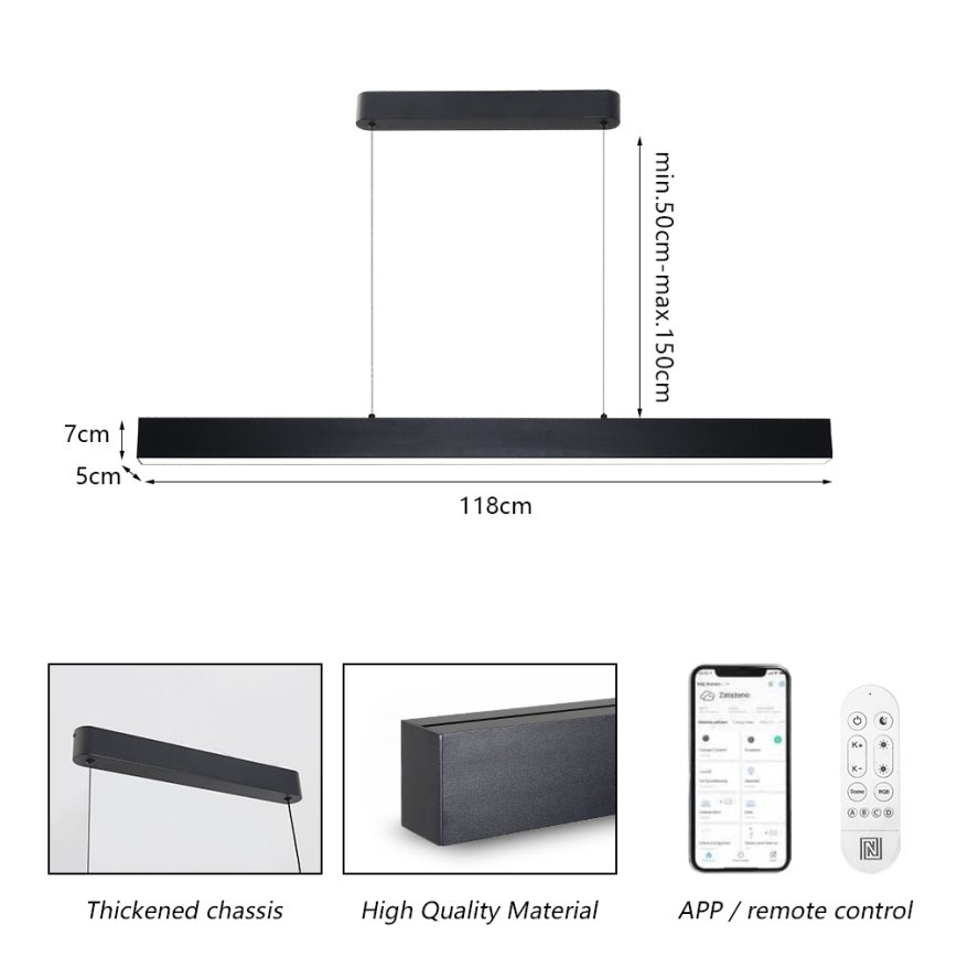 Brilagi - LED Hämardatav lühter SLEEKLINE SMART LED/40W/230V 3000-6000K Wi-Fi Tuya must + kaugjuhtimispult