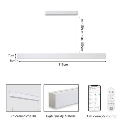 Brilagi - LED Hämardatav lühter SLEEKLINE SMART LED/40W/230V 3000-6000K Wi-Fi Tuya valge + kaugjuhtimispult