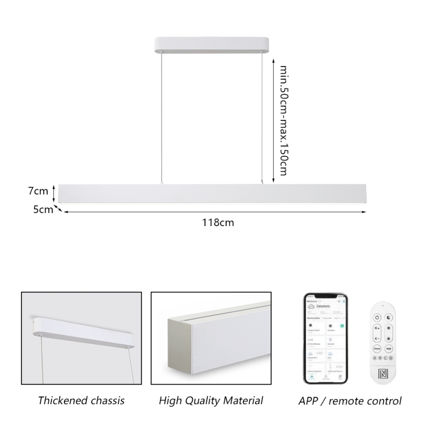 Brilagi - LED Hämardatav lühter SLEEKLINE SMART LED/40W/230V 3000-6000K Wi-Fi Tuya valge + kaugjuhtimispult