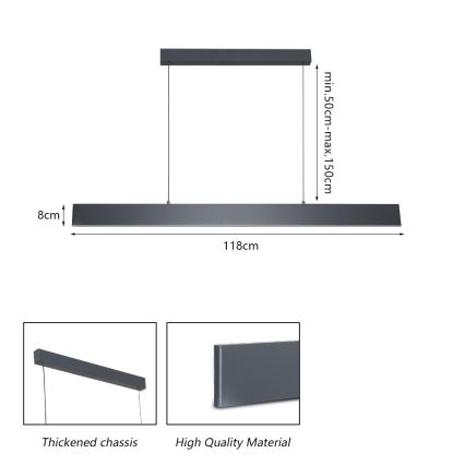 Brilagi - LED Hämardatav lühter SLIMLINE LED/40W/230V 3000-6000K antratsiit + kaugjuhtimispult