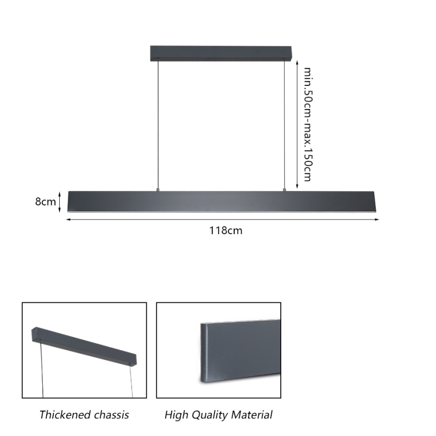 Brilagi - LED Hämardatav lühter SLIMLINE LED/40W/230V 3000-6000K antratsiit + kaugjuhtimispult