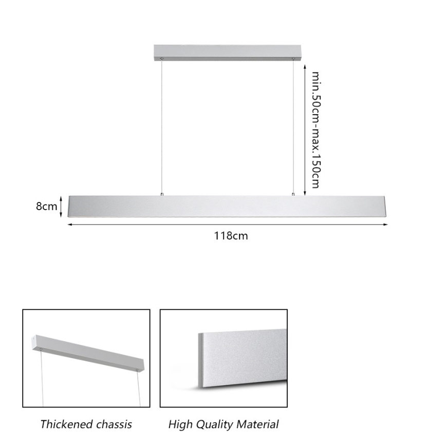 Brilagi - LED Hämardatav lühter SLIMLINE LED/40W/230V 3000-6000K hõbedane + kaugjuhtimispult