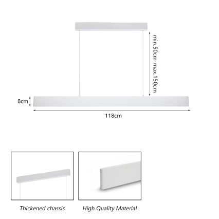 Brilagi - LED Hämardatav lühter SLIMLINE LED/40W/230V 3000-6000K valge + kaugjuhtimispult