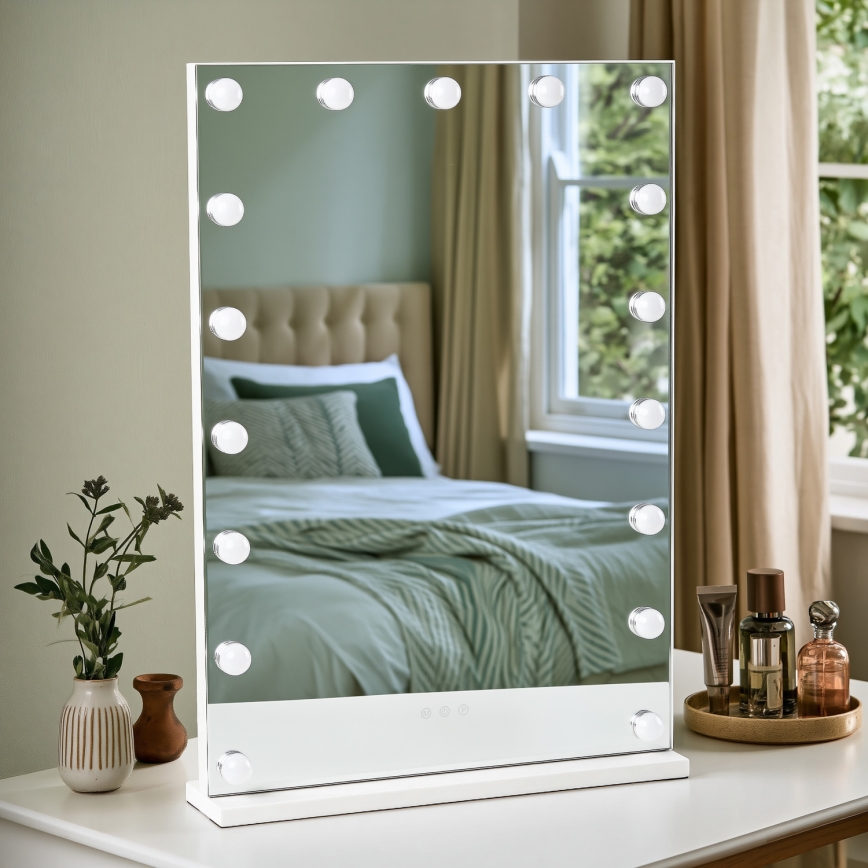 BRILAGI - hämardatav LED-meigipeegel HOLLYWOOD LED/15W/230V CCT + 2x USB 55x77 cm valge