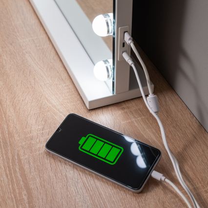 BRILAGI - LED hämardatav meigipeegel HOLLYWOOD LED/15W/230V CCT + 2x USB 60x50 cm valge