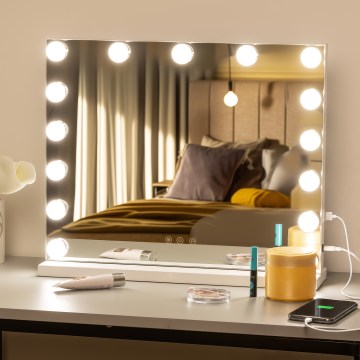 BRILAGI - LED Hämardatav meigipeegel HOLLYWOOD LED/15W/230V CCT + USB valge