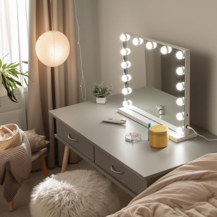BRILAGI - LED Hämardatav meigipeegel HOLLYWOOD LED/15W/230V CCT + USB valge