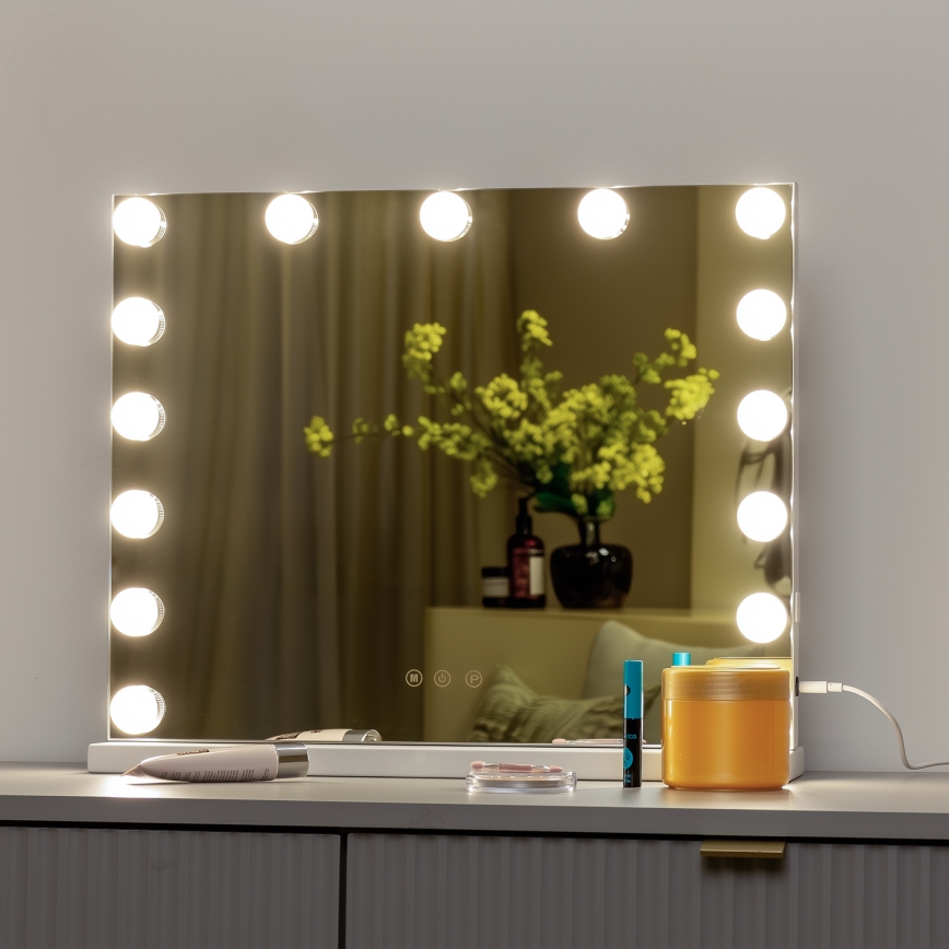 BRILAGI - LED Hämardatav meigipeegel HOLLYWOOD LED/15W/230V CCT + USB valge