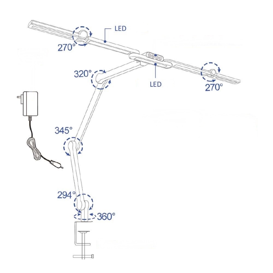 Brilagi - LED Hämardatav paindlik laualamp VARIO LED/24W/230V 3000-6500K CRI 92 must