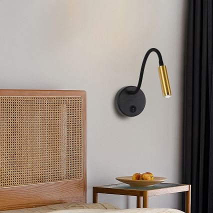 Brilagi - LED Hämardatav paindlik seinalamp MAYA 1xG9/4W/230V must/kuldne 2700-6500K Wi-Fi Tuya