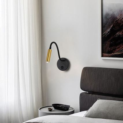 Brilagi - LED Hämardatav paindlik seinalamp MAYA 1xG9/4W/230V must/kuldne 2700-6500K Wi-Fi Tuya