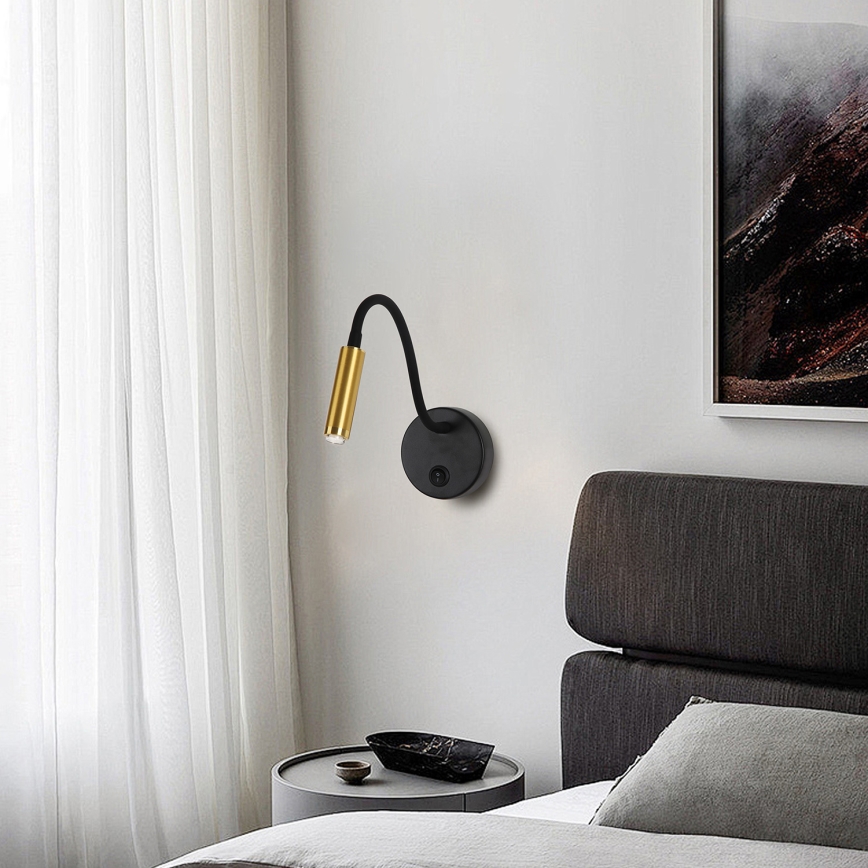 Brilagi - LED Hämardatav paindlik seinalamp MAYA 1xG9/4W/230V must/kuldne 2700-6500K Wi-Fi Tuya