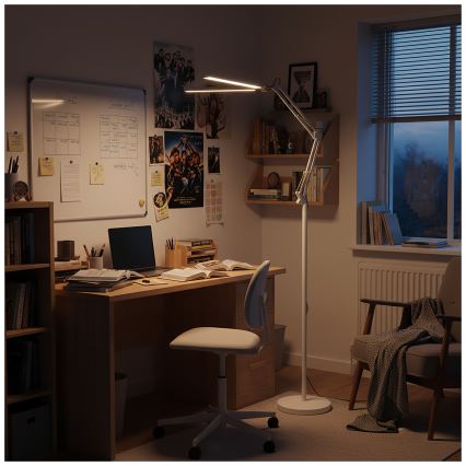 Brilagi - LED hämardatav painduv põrandalamp VARIO LED/14W/230V 3000-6000K 157 cm valge