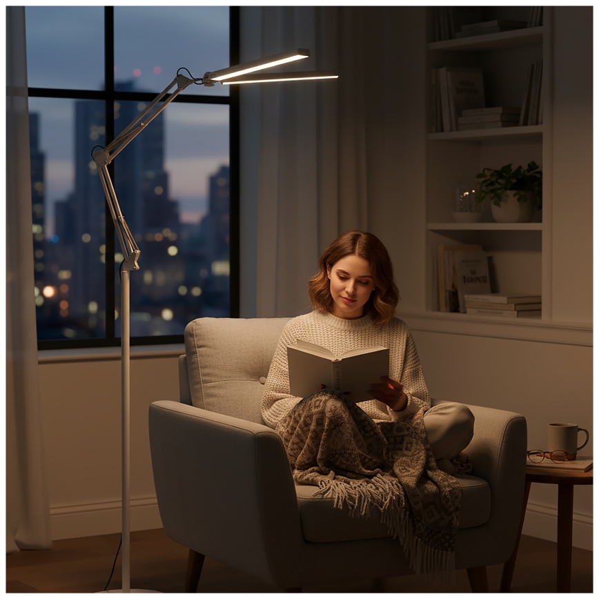 Brilagi - LED hämardatav painduv põrandalamp VARIO LED/14W/230V 3000-6000K 157 cm valge