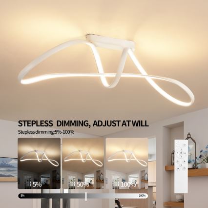 Brilagi - LED hämardatav pinnapealne laevalgusti TWISTER LED/60W/230V 3000-6000K valge + kaugjuhtimispult