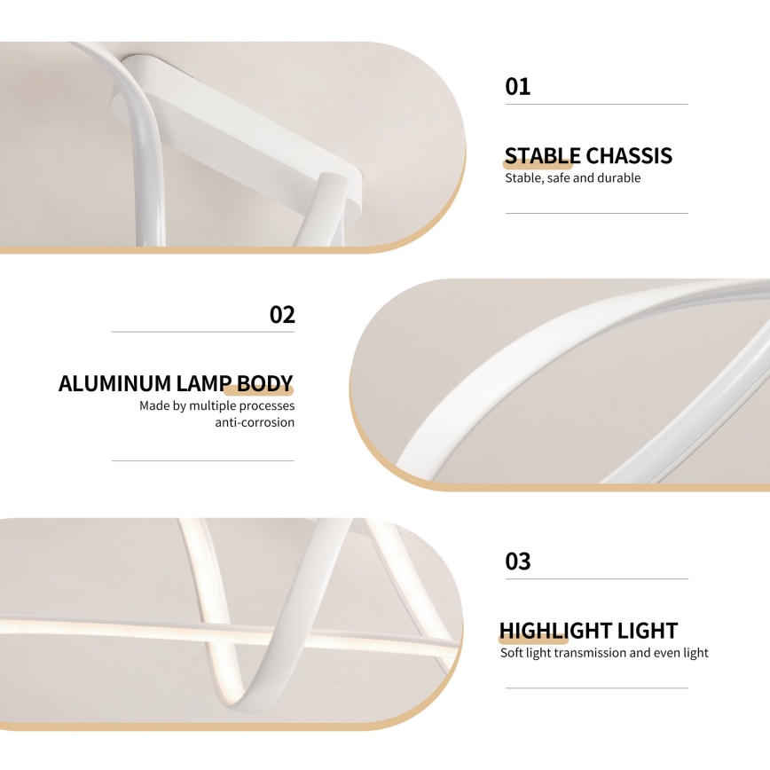 Brilagi - LED hämardatav pinnapealne laevalgusti TWISTER LED/60W/230V 3000-6000K valge + kaugjuhtimispult