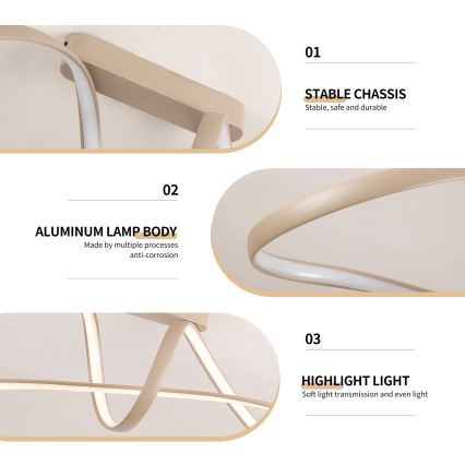 Brilagi - LED hämardatav pinnapealne lühter TWISTER LED/60W/230V 3000-6000K beež + kaugjuhtimispult