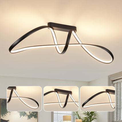 Brilagi - hämardatav LED pinnapealne laelamp TWISTER LED/60W/230V 3000-6000K must + kaugjuhtimispult