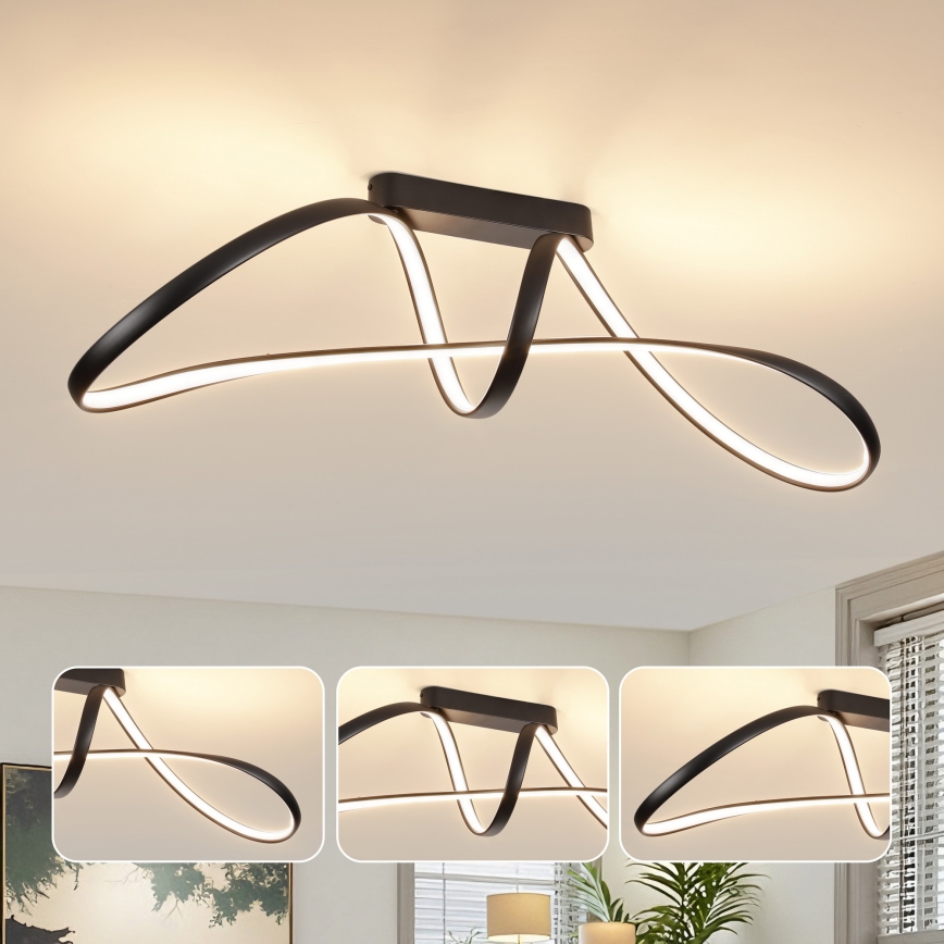 Brilagi - hämardatav LED pinnapealne laelamp TWISTER LED/60W/230V 3000-6000K must + kaugjuhtimispult